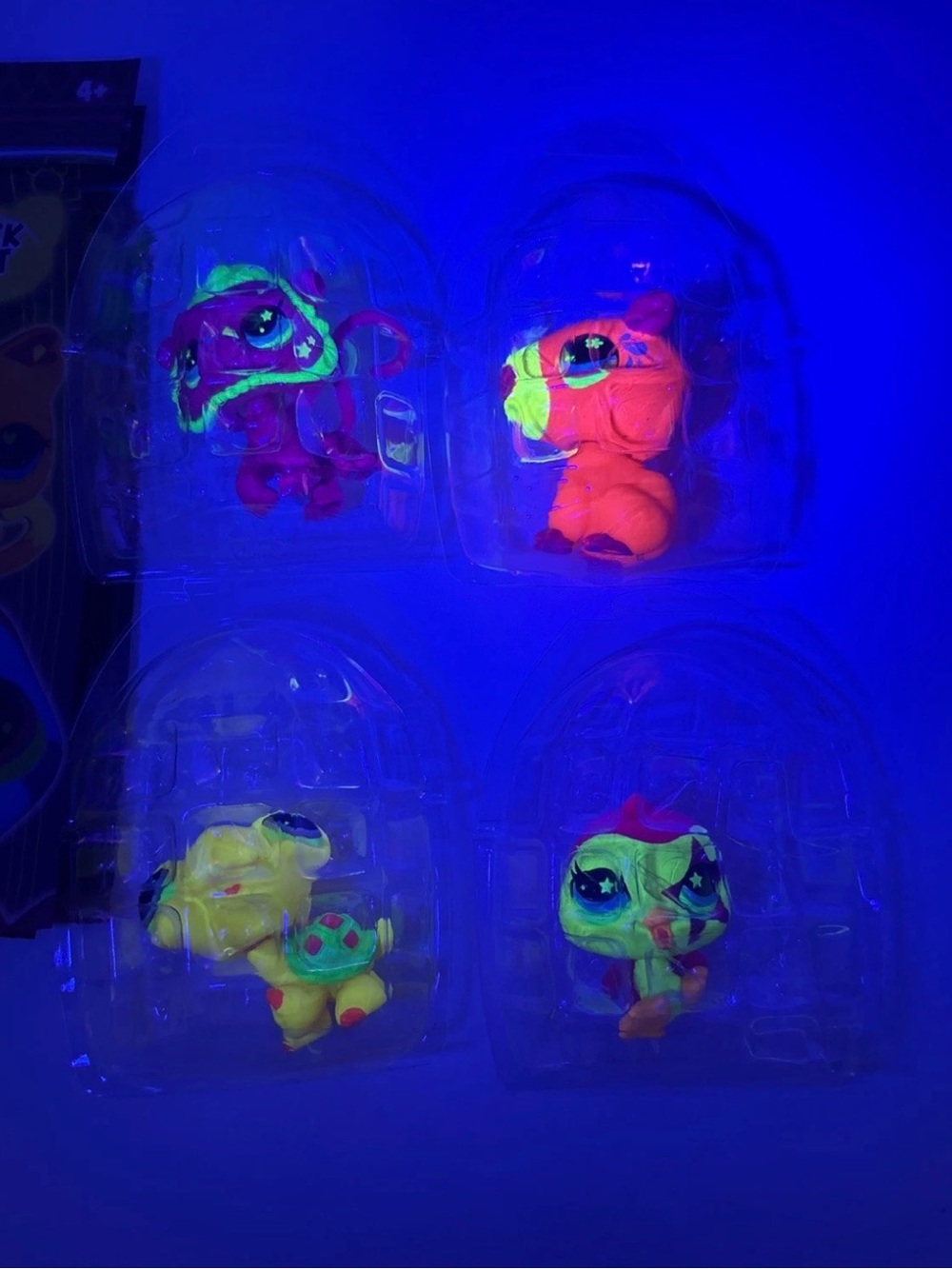 Littlest Pet Shop Black Light Glow Collectible Pets - Four (4) LPS -NEW